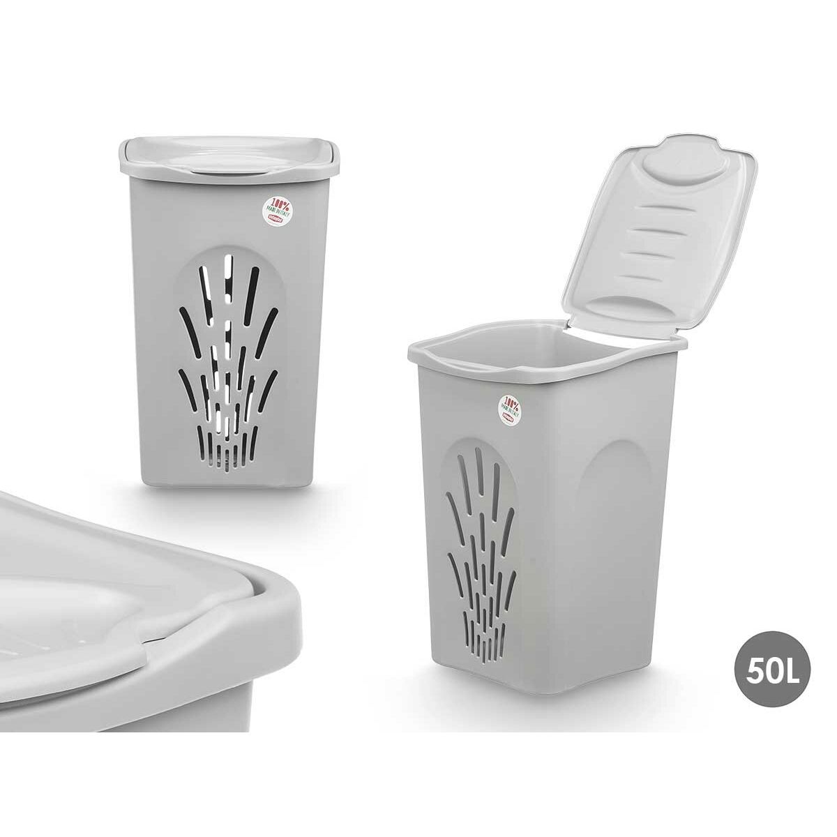 Cesto para la Ropa Sucia Stefanplast Gris Plástico 50 L 37 x 56 x 39 cm (6 Unidades) 3 S3633732_2