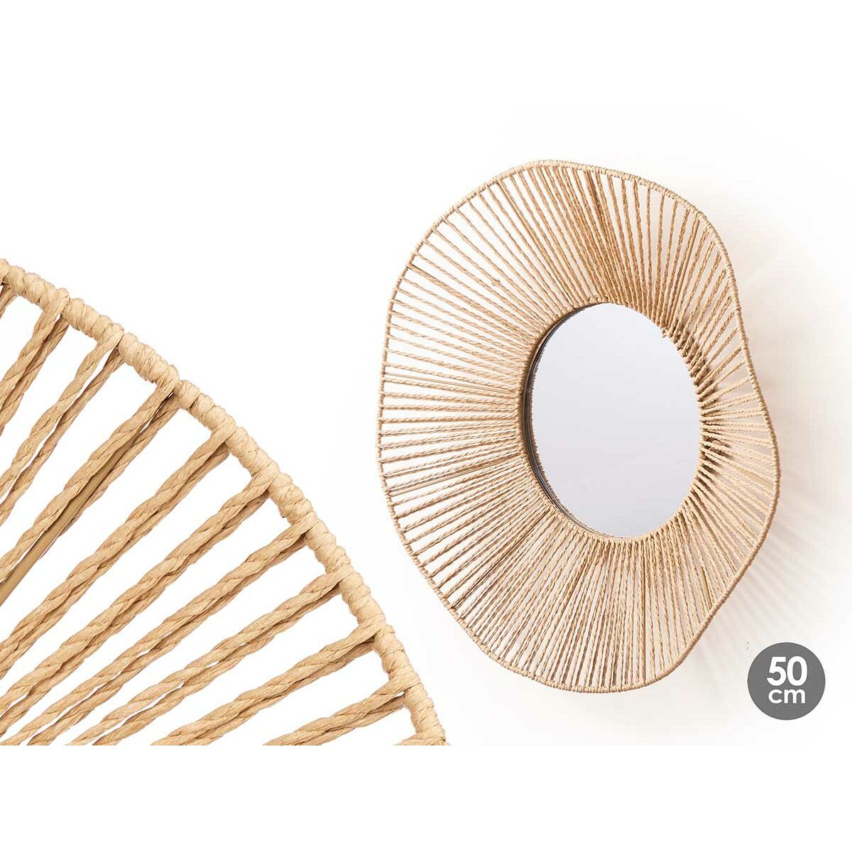 Espejo de pared Gift Decor Natural Ondas 52 x 9 x 51 cm (4 Unidades) 2 S3633737_1