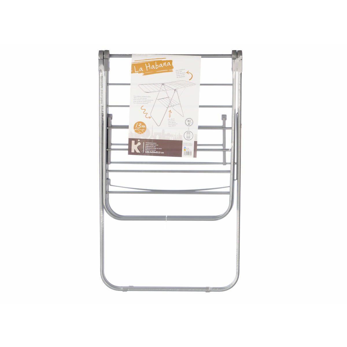 Tendedero Plegable Gris Metal 136,5 x 59 x 93,5 cm (4 Unidades) 4 S3633765_3