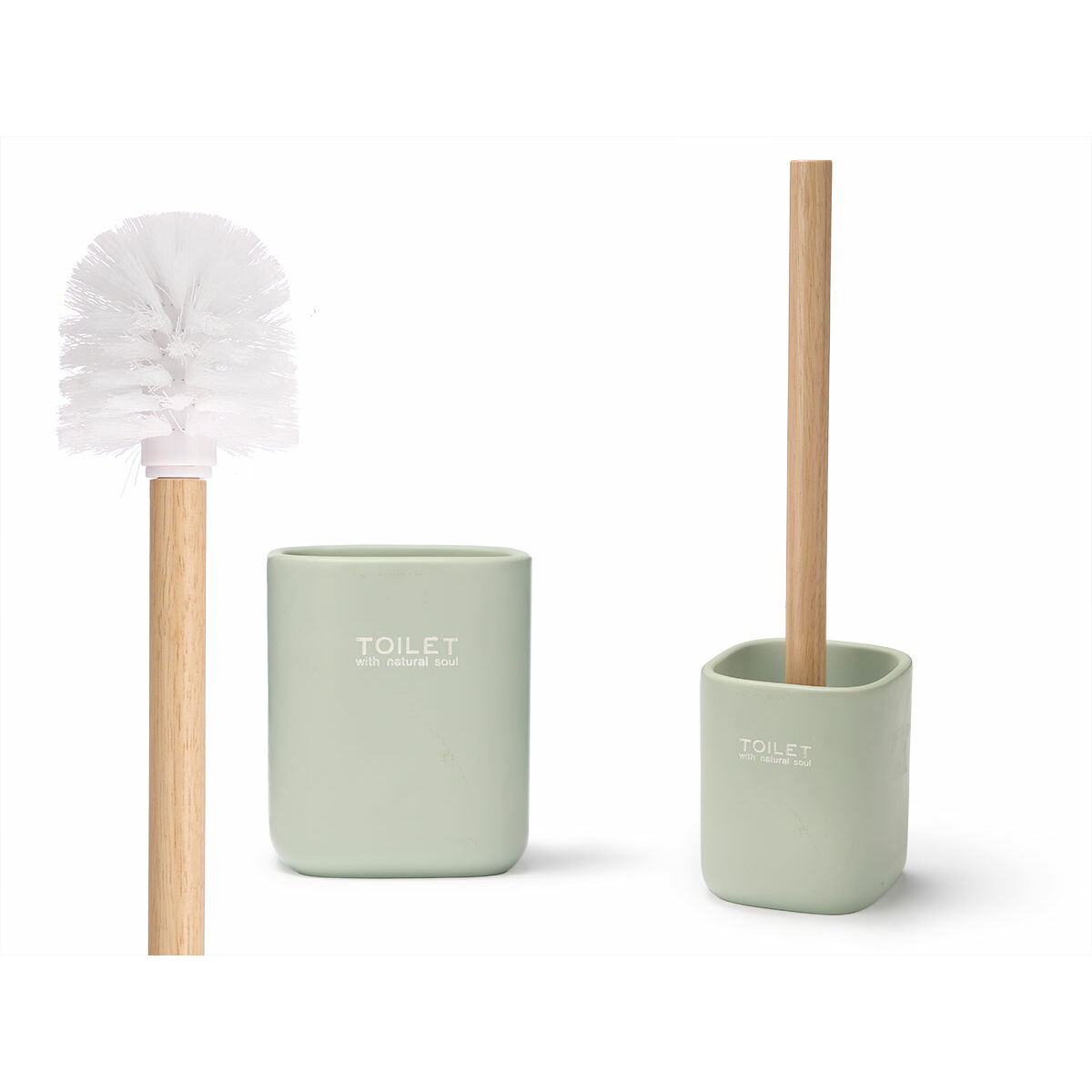 Escobilla para el Baño Berilo Blanco Verde Madera Poliresina 9,6 x 37 x 9,5 cm (6 Unidades) 2 S3633824_1