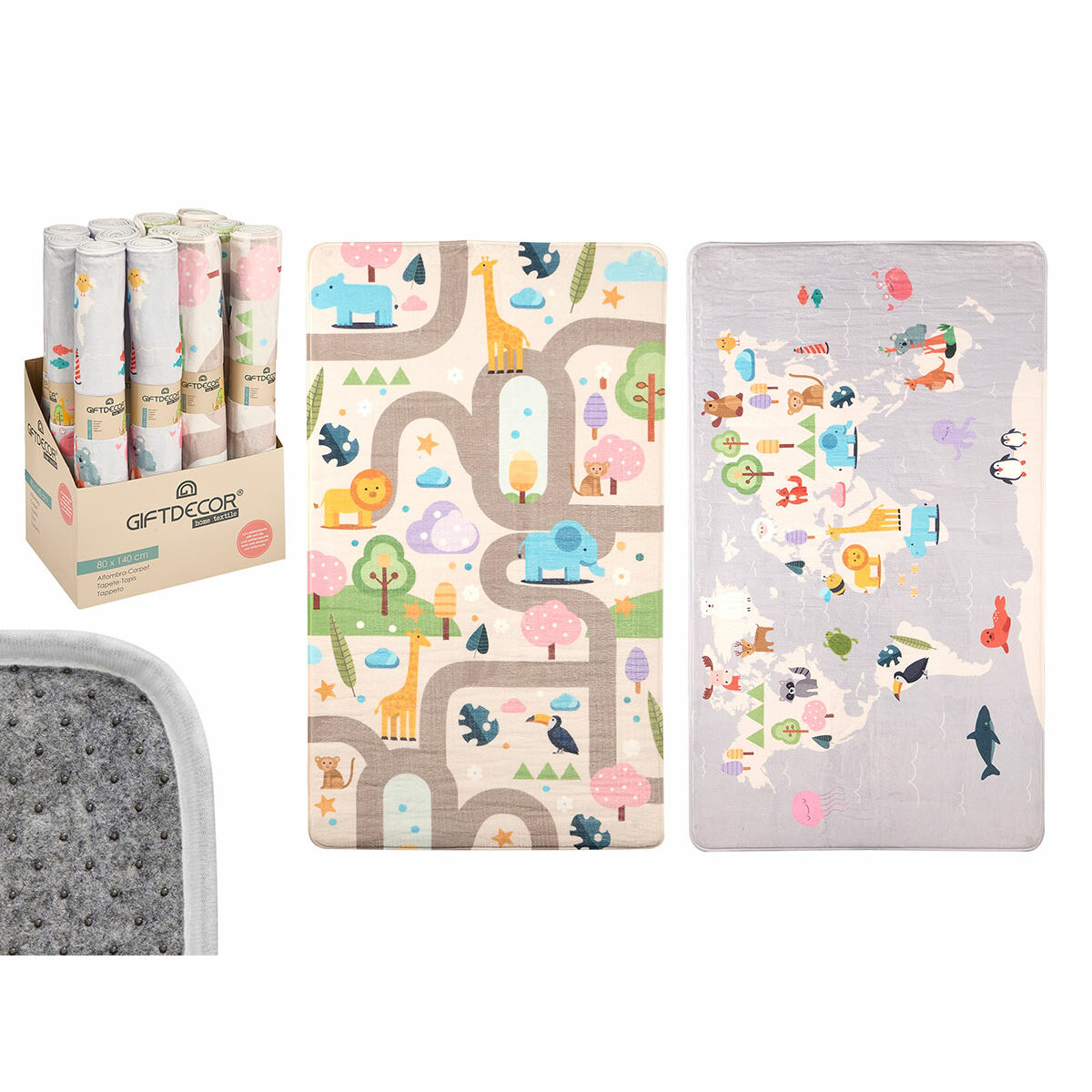Alfombra Infantil Gift Decor Animales 140 x 0,6 x 80 cm Multicolor (12 Unidades) 3 S3633915_2