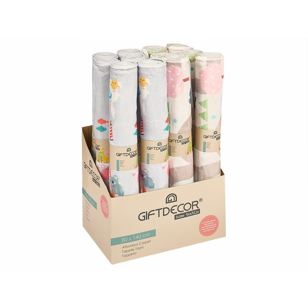 Alfombra Infantil Gift Decor Animales 140 x 0,6 x 80 cm Multicolor (12 Unidades) 4 S3633915_3