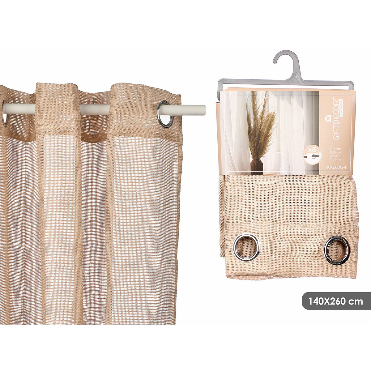 Cortina Gift Decor Marrón 140 x 260 cm (6 Unidades) 2 S3633929_1