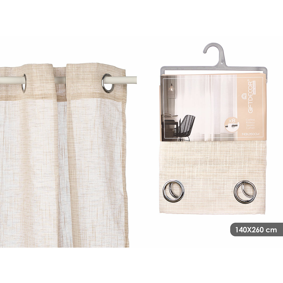 Cortina Gift Decor Marrón 140 x 260 cm Rayas (6 Unidades) 2 S3633937_1