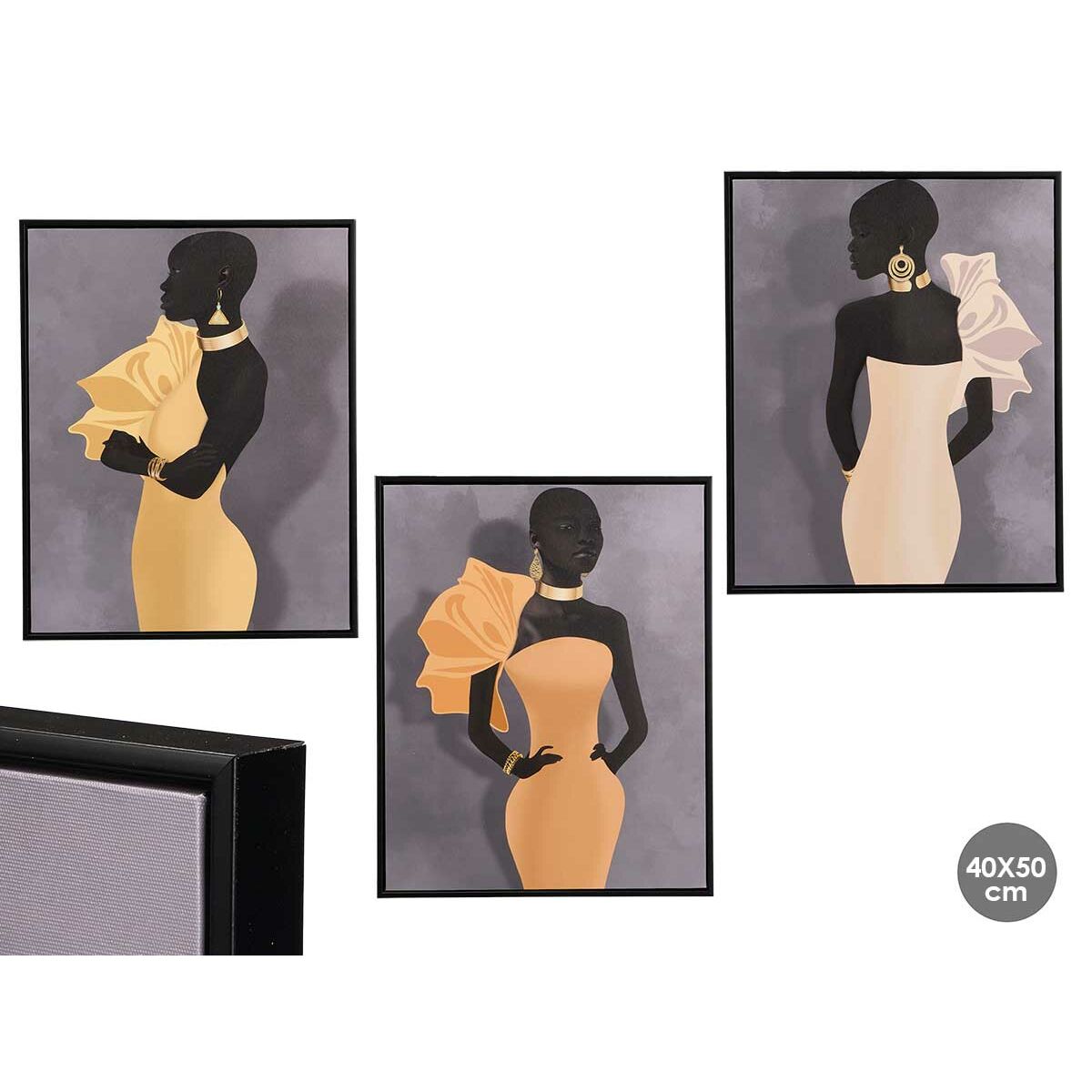 Lienzo Gift Decor Amarillo Negro Gris 40 x 3 x 50 cm (6 Unidades) 2 S3634084_1