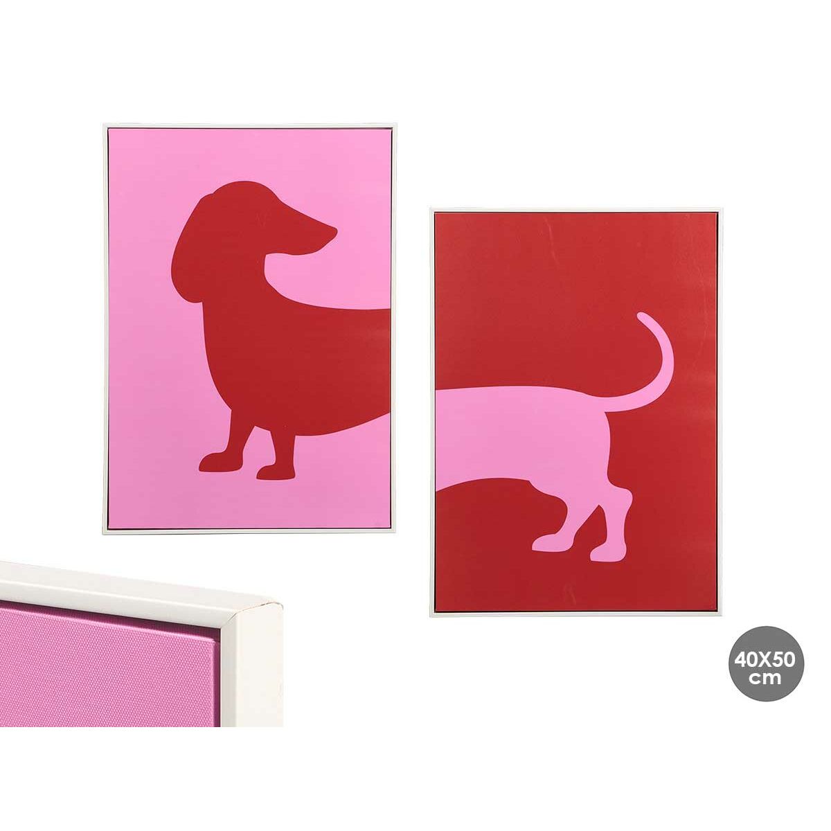 Lienzo Gift Decor Rojo Rosa Perro 50 x 3 x 70 cm (4 Unidades) 3 S3634090_2