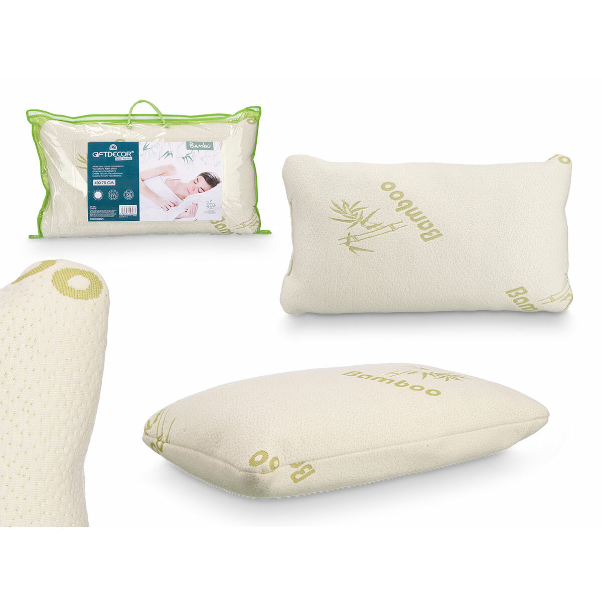 Almohada Viscoelástica Gift Decor Blanco 70 x 15 x 40 cm (6 Unidades) 3 S3634169_2