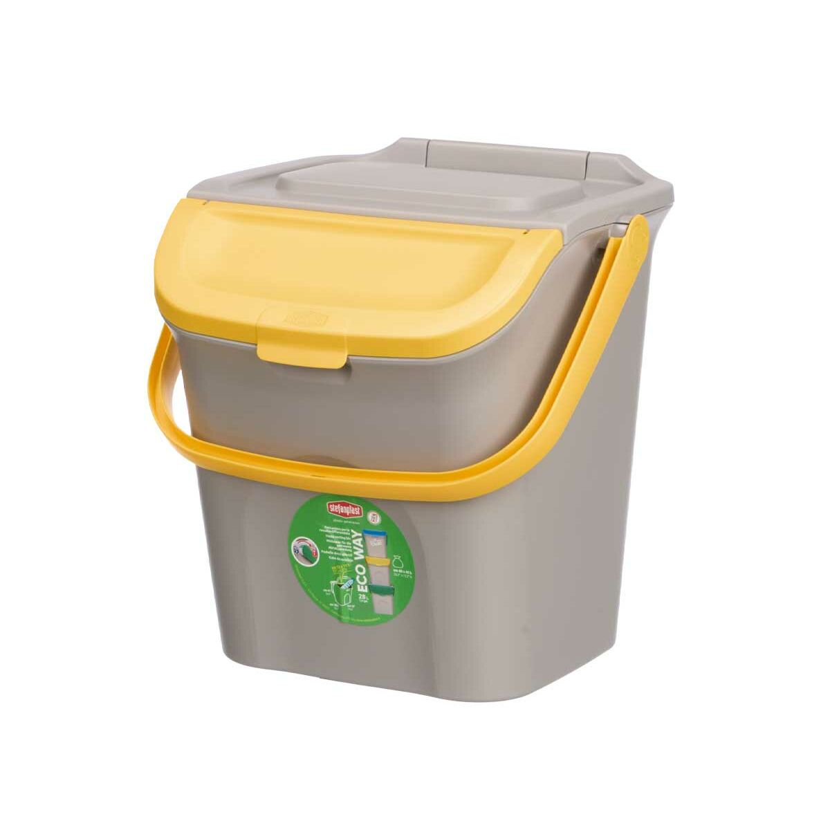 Cubo de basura Stefanplast ECOWAY Amarillo Gris Polipropileno 28 L Apilable (6 Unidades) 2 S3634173_1