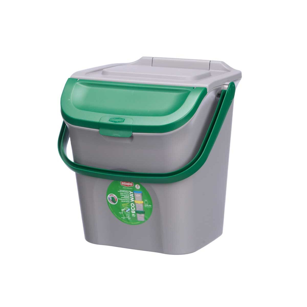 Cubo de basura Stefanplast ECOWAY Verde Gris Polipropileno 28 L Apilable (6 Unidades) 2 S3634177_1