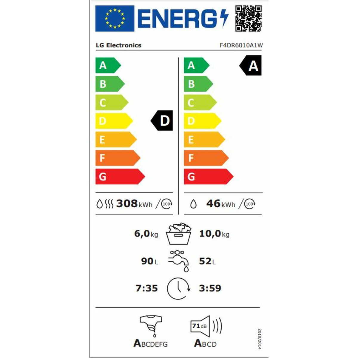Lavadora - Secadora LG F4DR6010A1W 1400 rpm 2 S7608923_1
