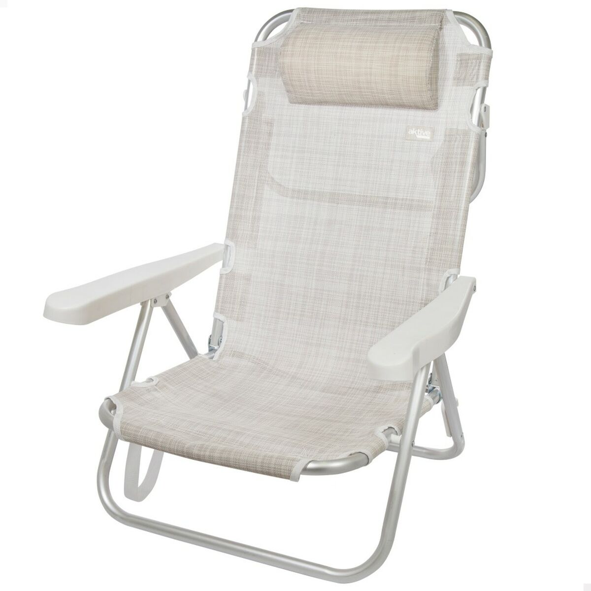 Silla Plegable con Reposacabezas Aktive Ibiza Beige 48 x 84 x 46 cm (2 Unidades) 2 S8901101_1