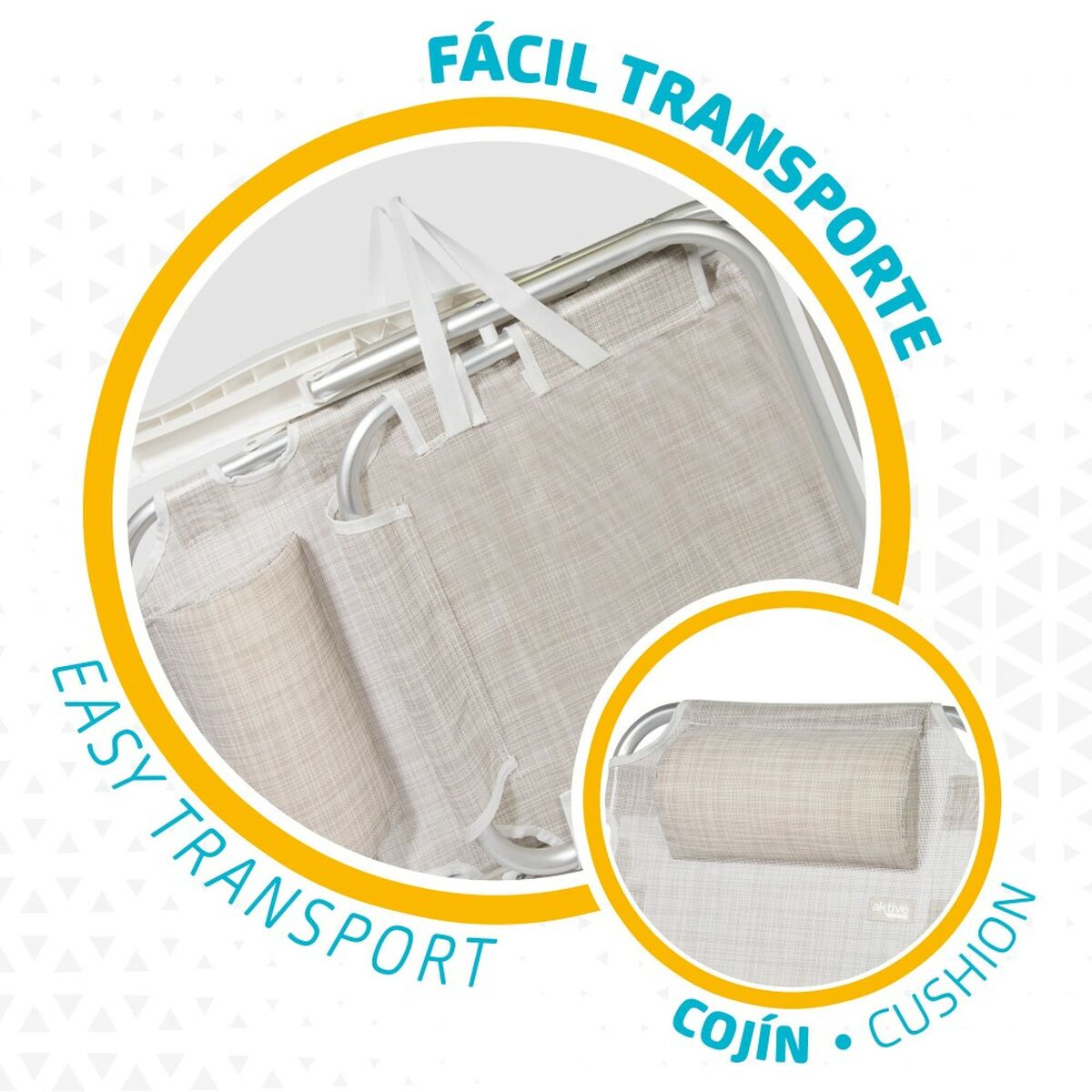 Silla Plegable con Reposacabezas Aktive Ibiza Beige 48 x 84 x 46 cm (2 Unidades) 5 S8901101_4