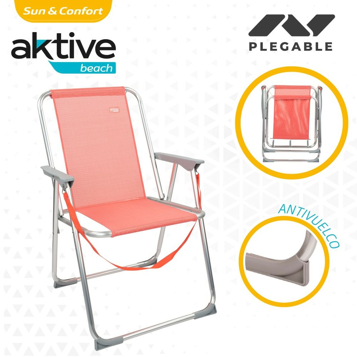 Silla Plegable Aktive Flamingo Coral 44 x 76 x 45 cm (4 Unidades) 4 S8901120_3