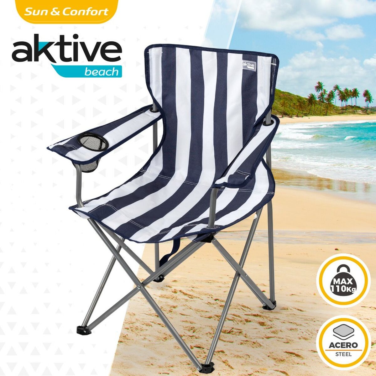 Silla Plegable Aktive Marinero 45 x 82 x 47 cm (4 Unidades) 3 S8901127_2