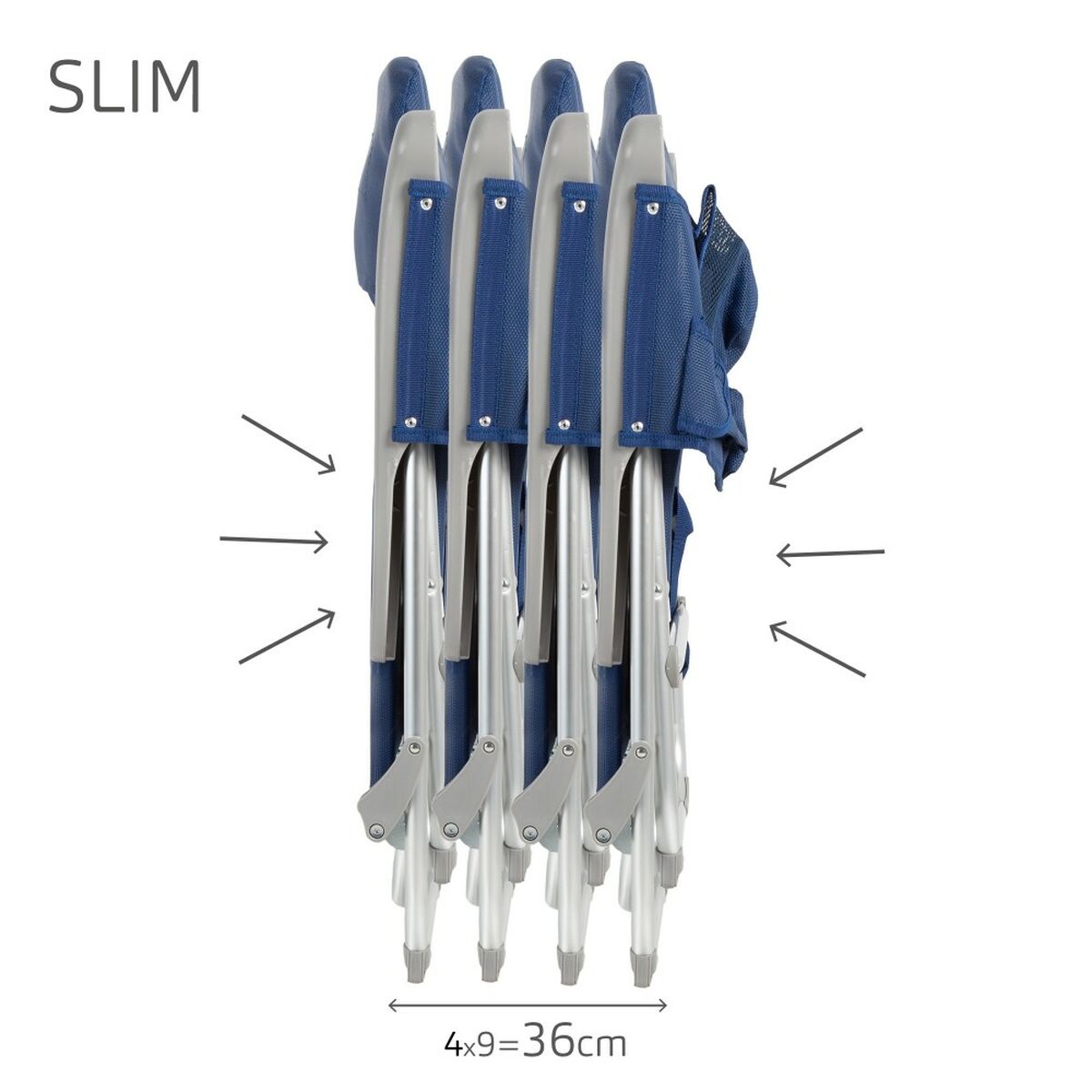 Silla de Playa Aktive Slim Plegable Azul marino 47 x 87 x 58 cm (2 Unidades) 4 S8902378_3