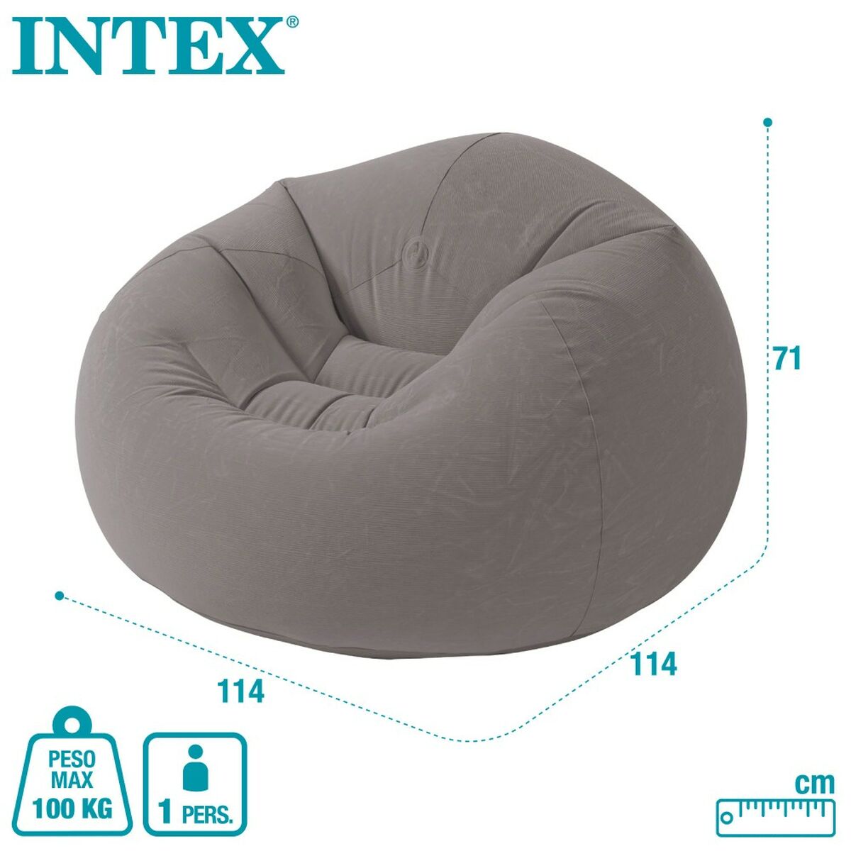 Sillón Hinchable Intex Gris 107 x 69 x 104 cm 114 x 71 x 114 cm (6 Unidades) 7 S8903083_6