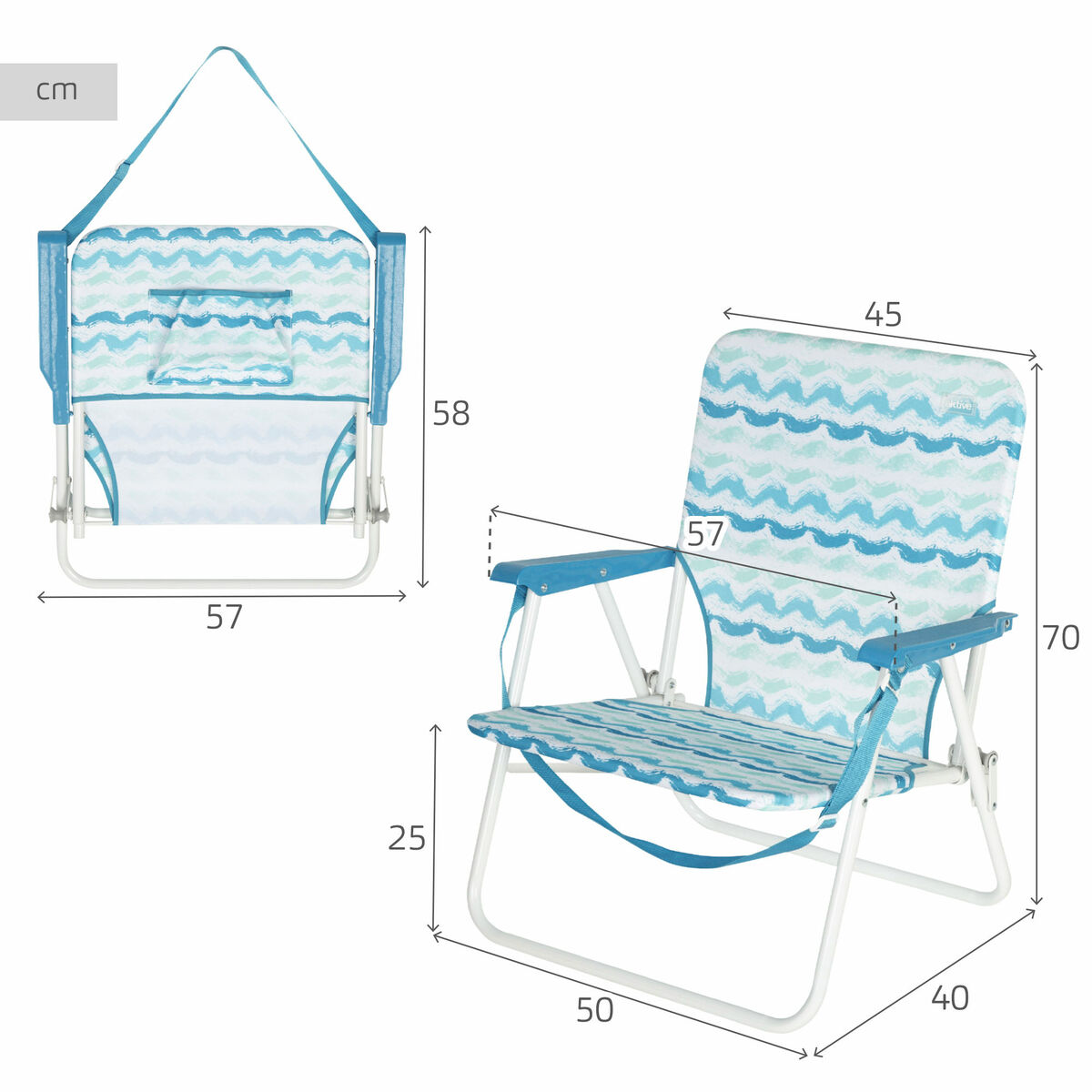 Silla de Playa Aktive 45 x 70 x 40 cm (2 Unidades) 5 S8906361_4