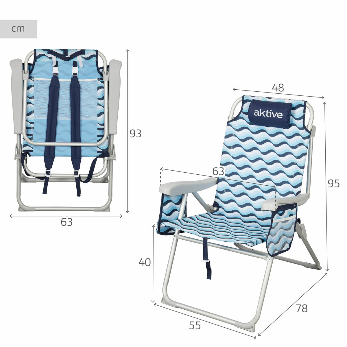 Silla de Playa Aktive 48 x 95 x 78 cm (2 Unidades) 5 S8906369_4