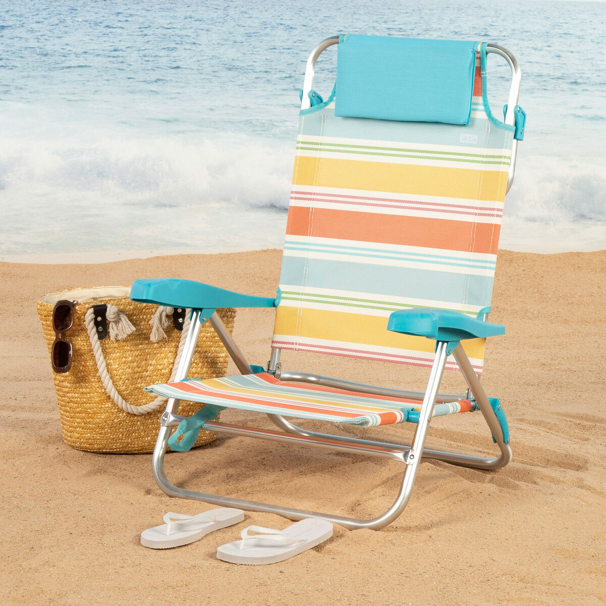 Silla de Playa Aktive Multicolor 48 x 90 x 60 cm (2 Unidades) 3 S8906373_2
