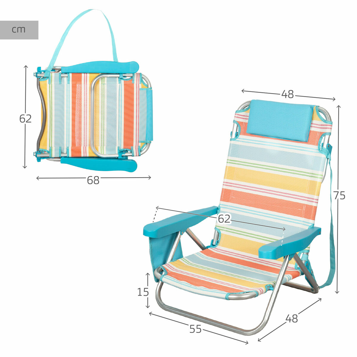 Silla de Playa Aktive 48 x 75 x 48 cm (2 Unidades) 5 S8906375_4