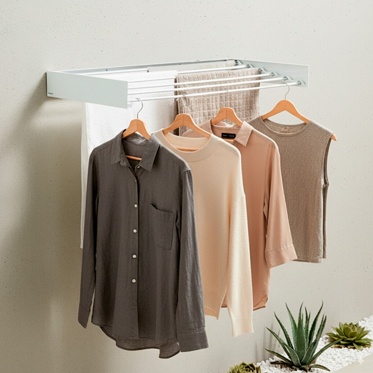 Tendedero de Pared Plegable Extensible Retráctil Dryva 100 InnovaGoods 1 V0104022_0