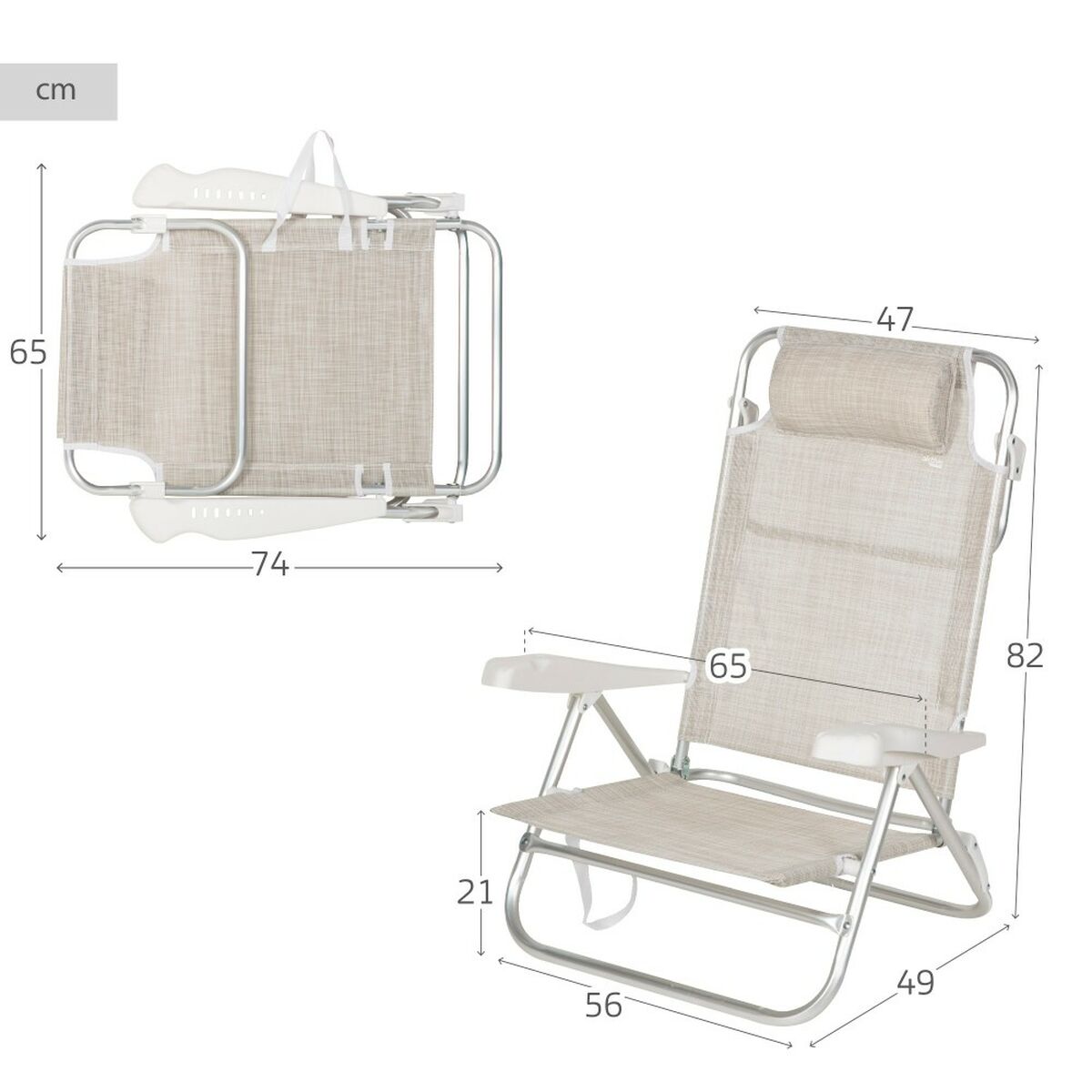 Silla de Playa Aktive 47 x 82 x 49 cm (2 Unidades) 5 S8905368_4
