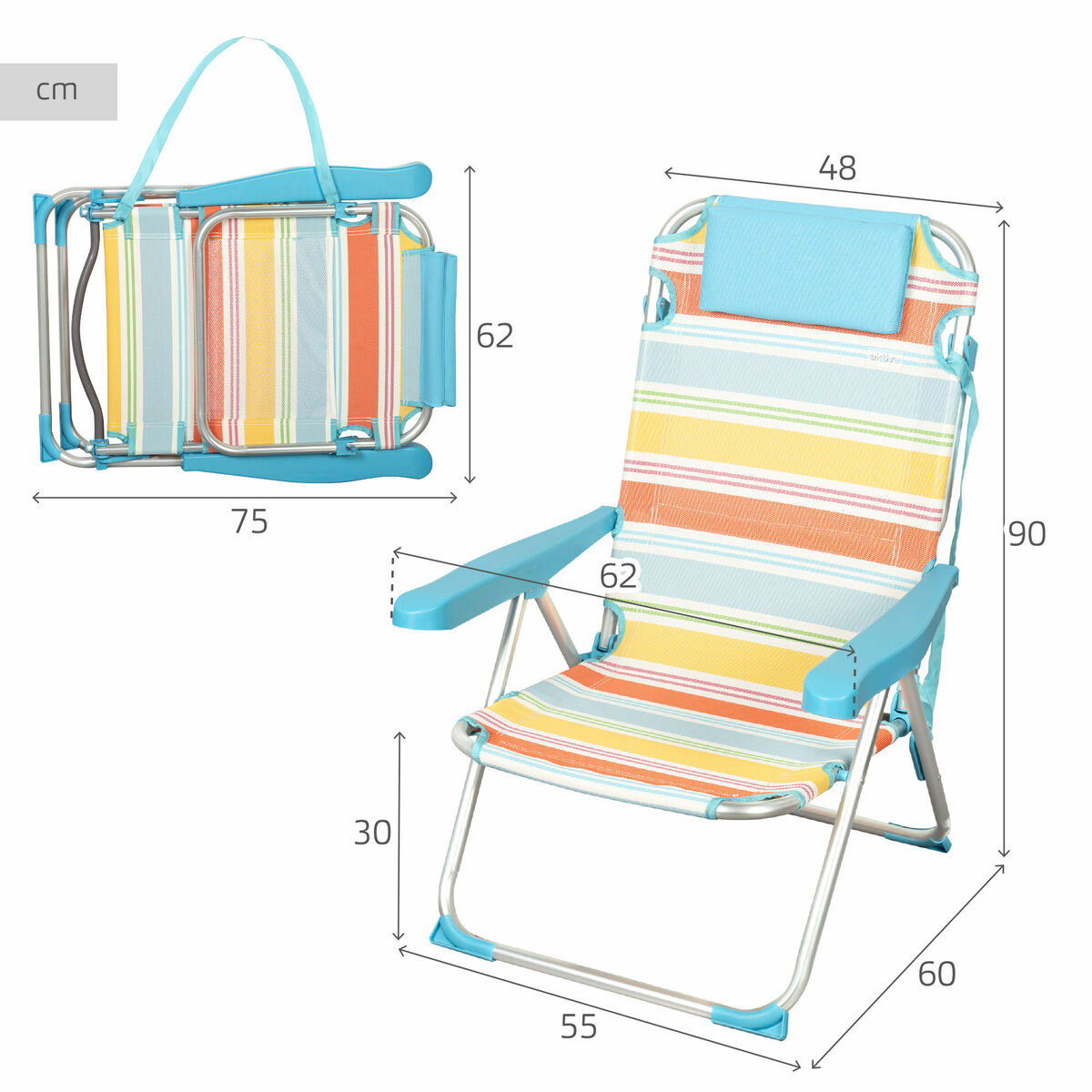 Silla de Playa Aktive 48 x 90 x 60 cm (2 Unidades) 5 S8906377_4